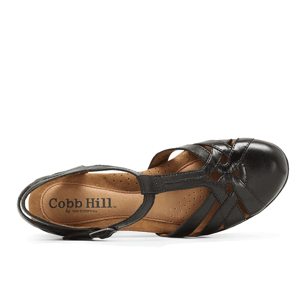 Rockport Sandaler Dame Svart - Cobb Hill Aubrey T-Strap - EAWQ73924